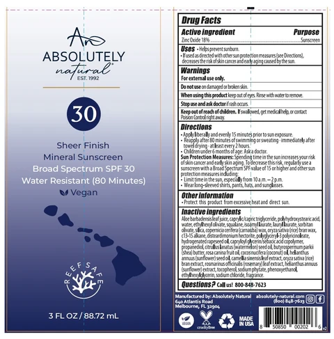 Absolutely Natural Broad Spectrum SPF 30 Sunscreen packaging