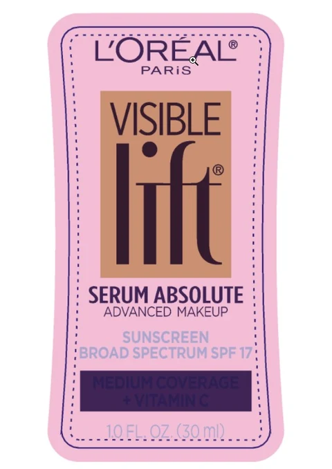 LOreal Paris Visible Lift Serum Absolute Advanced Makeup Broad Spectrum SPF 17 Sunscreen packaging