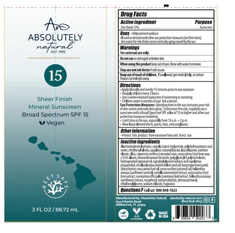 Absolutely Natural Broad Spectrum SPF 15 Sunscreen packaging