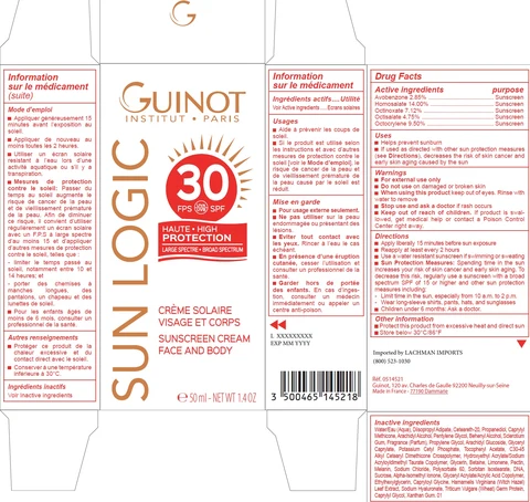 Sun Logic Creme Solaire Visage et corps SPF 30 포장