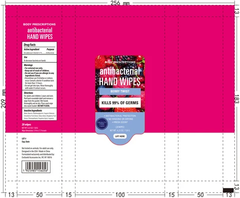 BODY PRESCRIPTIONS Antibacterial Hand Wipes BERRY TWIST 포장