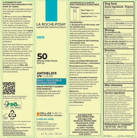 La Roche Posay Anthelios UV Clear Daily Invisible Broad Spectrum SPF 50 Sunscreen packaging
