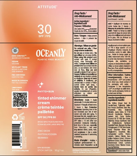 ATTITUDE Oceanly Phyto-Sun Tinted Shimmer Cream SPF 30 포장