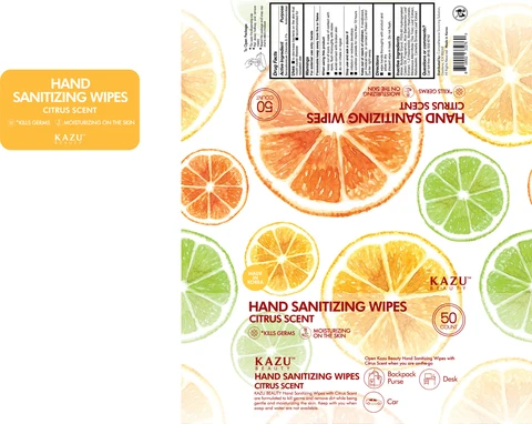 KAZU HAND SANITIZING WIPES CITRUS SCENT 포장