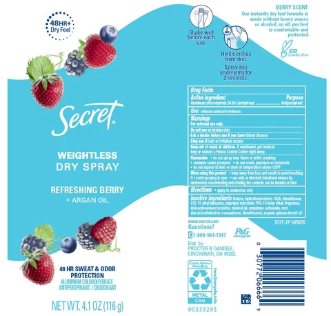 Secret Weightless Dry Refreshing Berry plus Argan Oil 포장