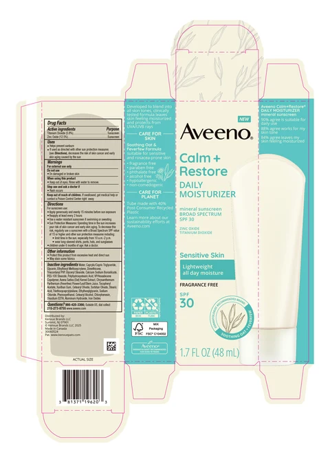 Aveeno Calm Plus Restore Daily Moisturizer Mineral Sunscreen Broad Spectrum SPF 30 포장
