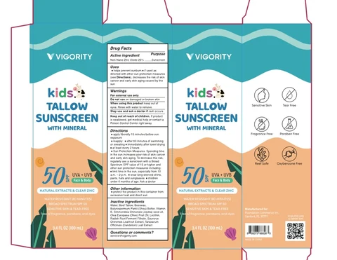 Kids Tallow Sunscreen SPF50 packaging