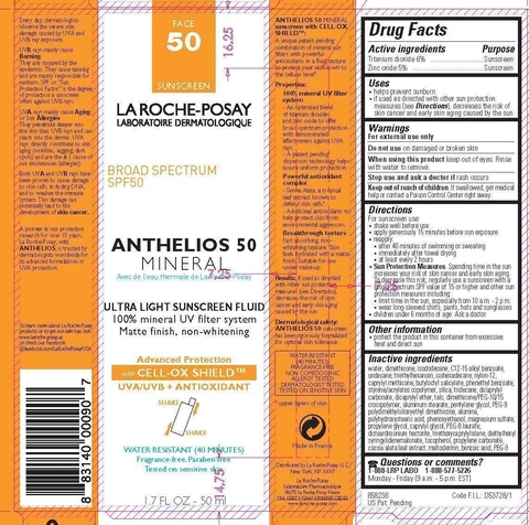 La Roche Posay Laboratoire DermatologiqueAnthelios 50 Mineral Ultra Light Sunscreen packaging