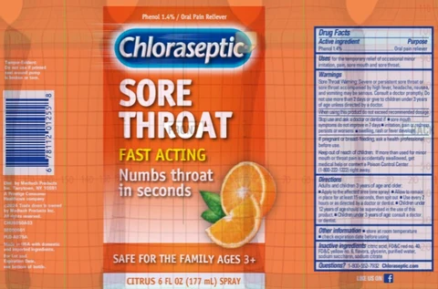 Chloraseptic Sore Throat Citrus / Chloraseptic Sore Throat Cherry / Chloraseptic Sore Throat Menthol packaging