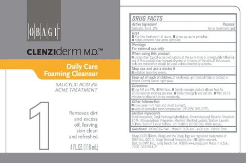 CLENZIDERM DAILY CARE FOAMING CLEANSER ACNE TREATMENT packaging