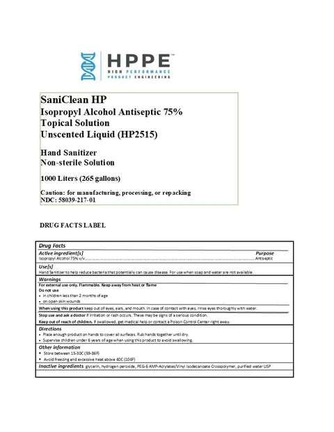 SaniClean HP Isopropyl Alcohol Antiseptic 75% Topical Solution Gel, Unscented (HP2515) 포장