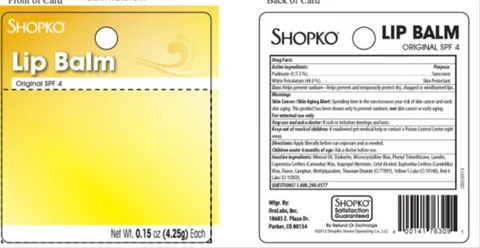Shopko Original SPF 4 Lip Balm 포장