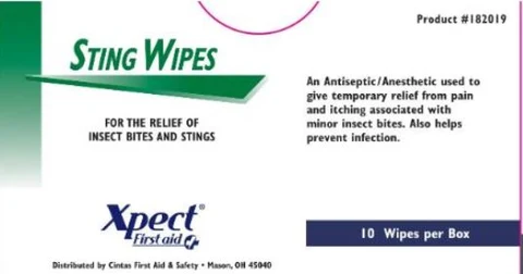 Xpect Sting Wipes packaging
