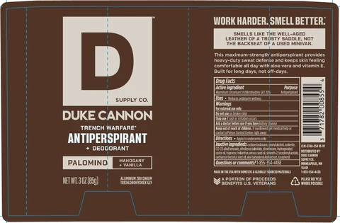 Trench Warfare Antiperspirant Deodorant Palomino packaging