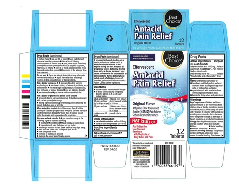 Best Choice Effervescent Antacid Pain Relief 포장