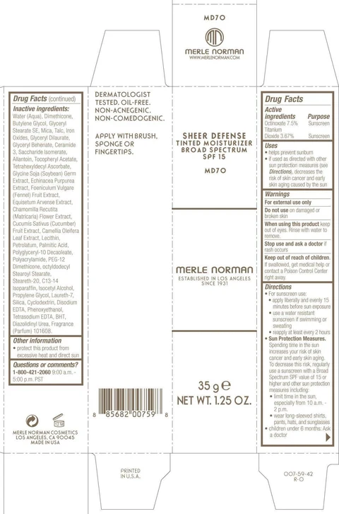 Sheer Defense Tinted Moisturizer Broad Spectrum SPF 15 MD 70Merle Norman 포장