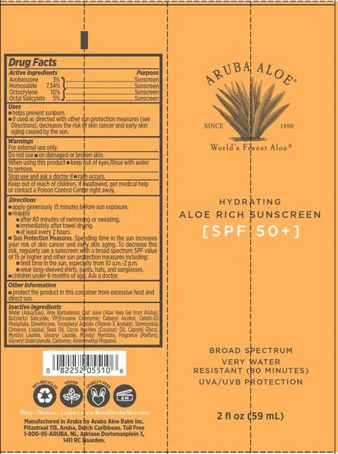Aruba Aloe Hydrating Aloe Rich Sunscreen SPF 50 포장