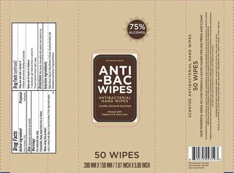Anti-Bac Antibacterial Hand Wipes Vanilla Almond Scented 포장