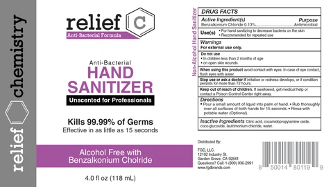 Relief C Anti-Bacterial Formula Anti-Bacterial Hand Sanitizer 포장