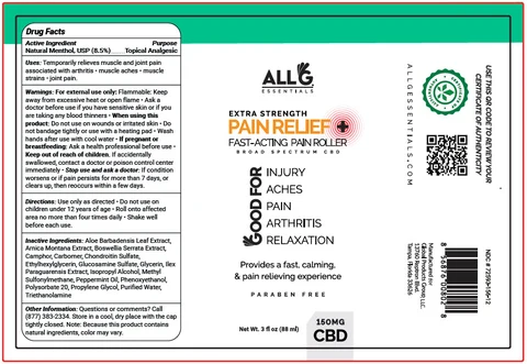 AllG Essentials Pain Relief Fast-Acting Pain Roller 포장