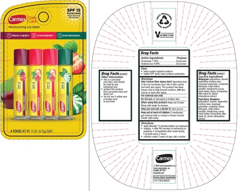 Carmex Daily Care Moisturizing Lip Balm SPF 15 Assorted 포장