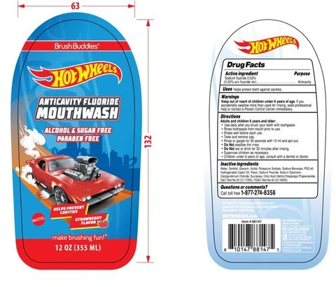 BRUSH BUDDIES HOTWHEEL ANTICAVITY FLUORIDE STRAWBERRY 포장