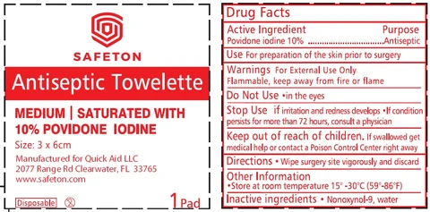 Safeton Antiseptic Towelette 10 Povidone Iodine 포장
