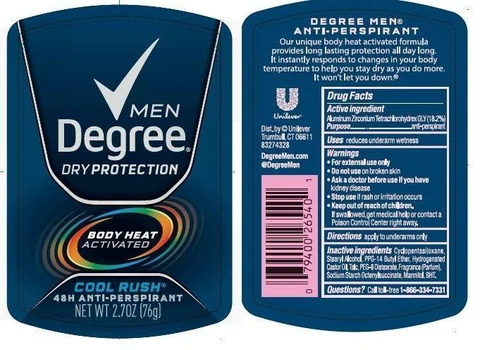 DegreeCool Rush Antiperspirant and Deodorant 포장