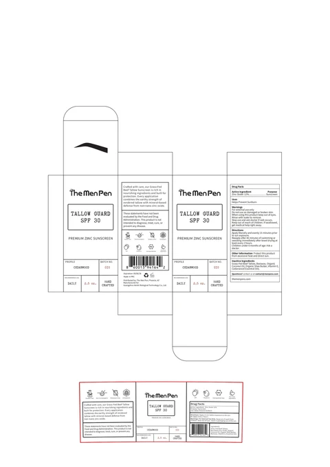 The Men Pen TALLOW GUARD SPF 30 PREMIUM ZINC SUNSCREEN packaging