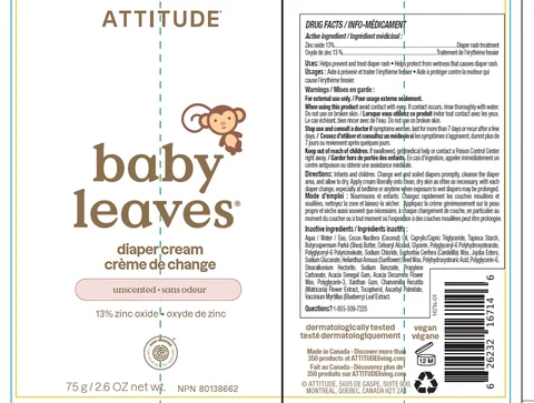 ATTITUDE Baby Leaves Diaper cream - Unscented 포장