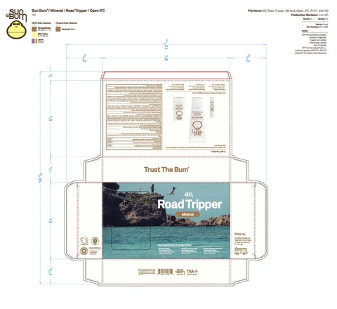 Sun Bum Road Tripper Mineral - Mineral Sunscreen Face Stick Broad Spectrum SPF 50 / Sun Bum Road Tripper Mineral - Mineral Lip Balm Broad Spectrum SPF 30 / Sun Bum Road Tripper Mineral - Mineral Sunscreen Broad Spectrum SPF 30 포장