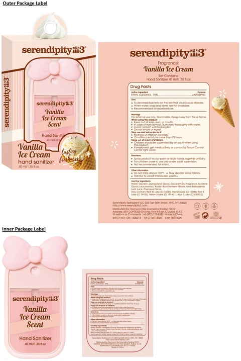 serendipity3 Hand Sanitizer Vanilla Ice Cream Scent 포장