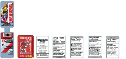 Transformers Brave Berry Hand Sanitizer and Lip Balm packaging