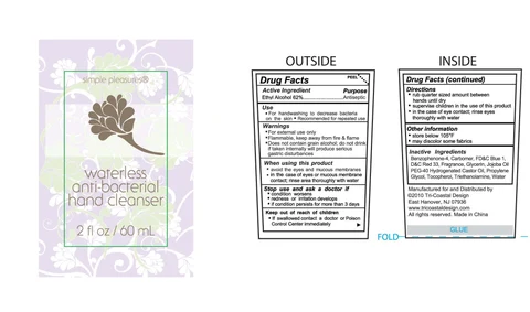 Waterless Anti-Bacterial Hand Cleanser packaging