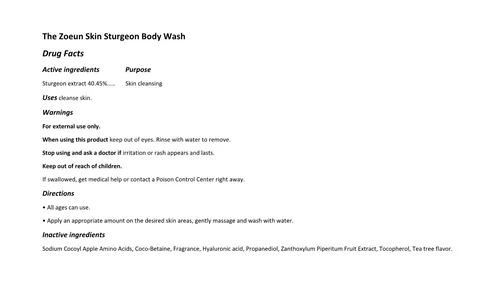 The Zoeun Skin Sturgeon Body Wash packaging