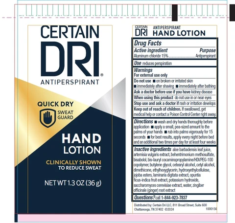 Certain Dri Antiperspirant Hand-Lotion 포장