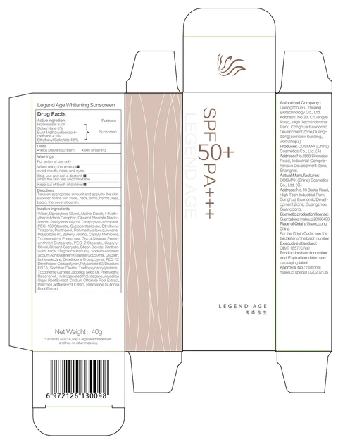 Legend Age Whitening Sunscreen packaging
