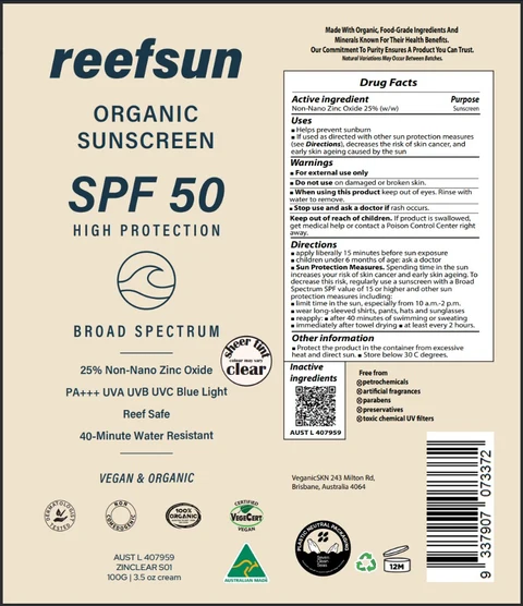 Reefsun sunscreen SPF50 포장