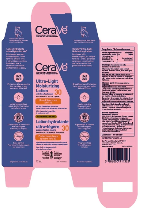 CeraVe Developed with Dermotologists Ultra Light Moisturizing Broad Spectrum SPF 30 For Normal to Oily Skin 포장
