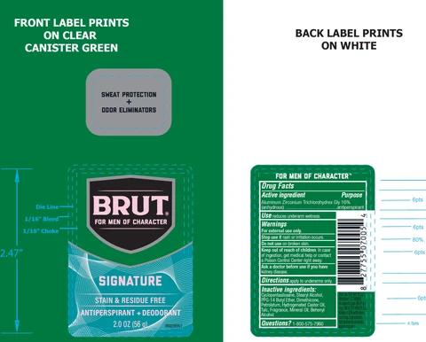 Brut Signature Anti-Perspirant and Deodorant packaging