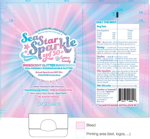 SEA STAR SPARKLE SPF 50 Glitter Sunscreen Cotton Candy 포장
