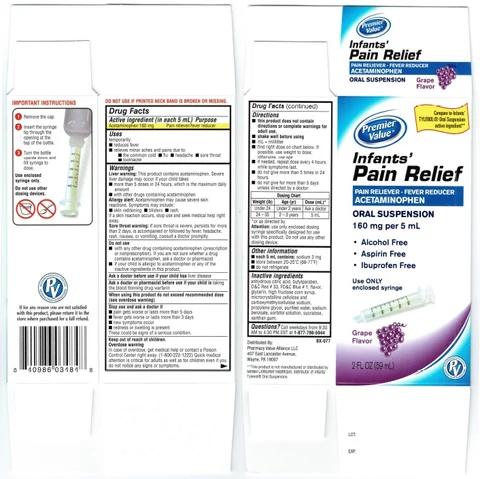 Infants Pain Relief Oral Suspension Grape Flavor packaging