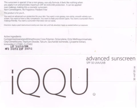 IQQU Advanced Sunscreen SPF 50 packaging