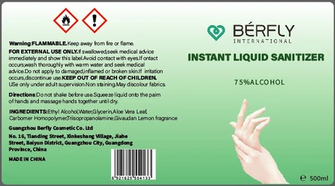 Instant Liquid Sanitizer packaging