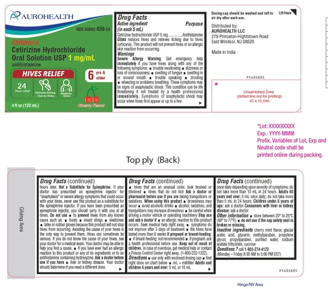 Childrens Cetirizine Hydrochloride Hives Relief packaging
