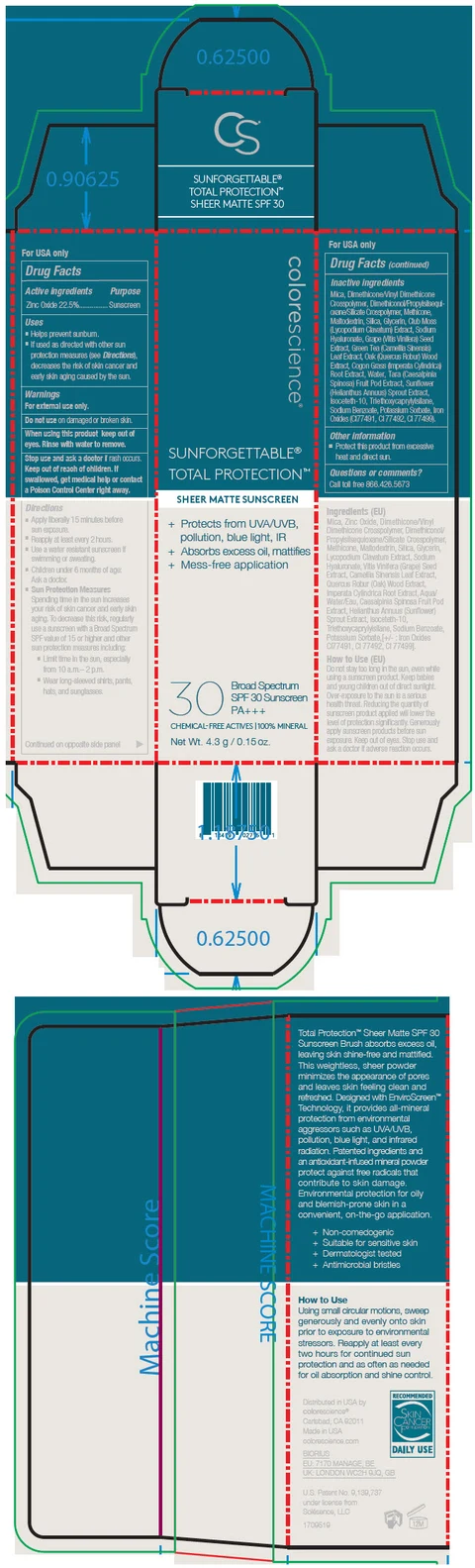 Sunforgettable Total Protection Sheet Matte Sunscreen SPF 30 포장