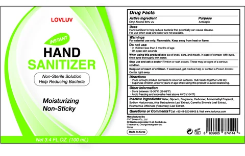 LOVLUV Instant Hand Sanitizer packaging