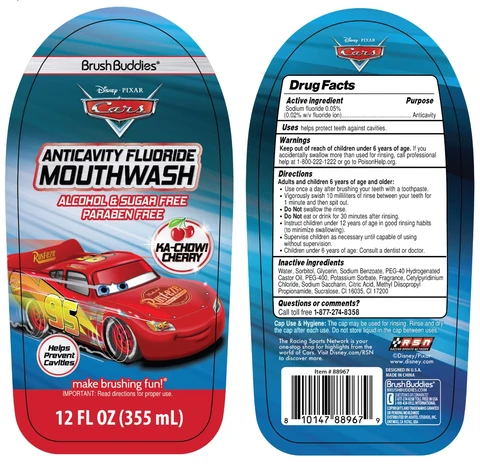 Brush Buddies Cars ANTICAVITY FLUORIDE - KA-CHOW CHERRY packaging