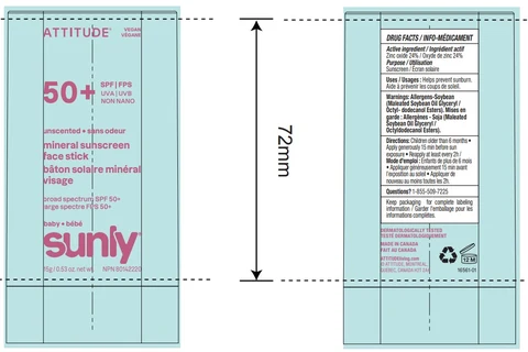 ATTITUDE Sunly Baby Mineral Sunscreen Face Stick SPF 50 Unscented 포장