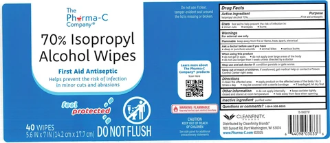 The Pharma-C Company 70 Isopropyl Alcohol Wipes packaging